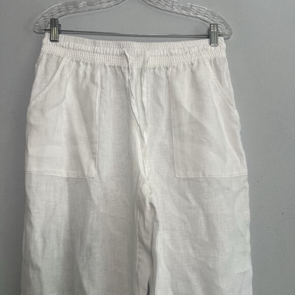 Sigrid Olsen Womens Linen Pull On Pants White Sz M Wide Leg Boho Vacation Beach - Picture 4 of 12